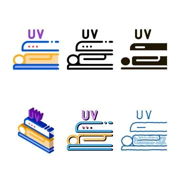 Styleset tanning in solarium icon vector outline Stock Illustration