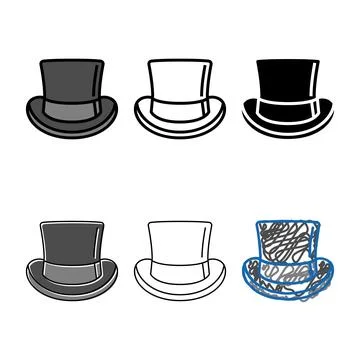 Styleset top hat cap color icon vector Stock Illustration