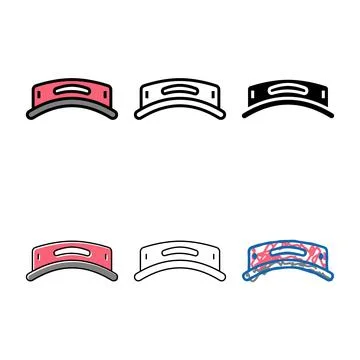 Styleset visor hat golf player color icon vector Stock Illustration