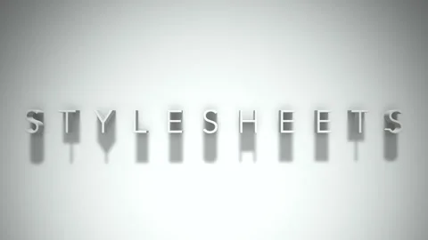 Stylesheets 3D title animation with shadows on a white background Stock Footage 297389812