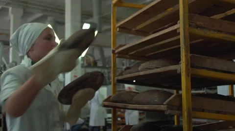The styling of the finished bread on a tray.mp4 Stock Footage 48945484