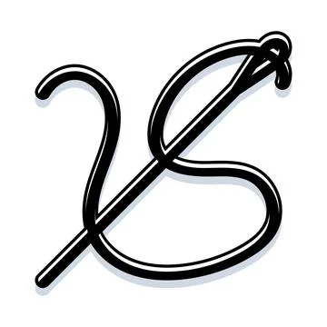Styling initial s with needle and thread concept Stock Illustration