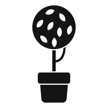 Styling potted topiary tree icon on white background Stock Illustration