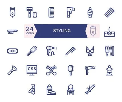 Styling Vector Graphics Pack including 24 Bold Line 256x256 Pixel Aligned Ico Stock-Illustration