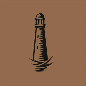 A stylised black lighthouse vector illustration Stock Illustration