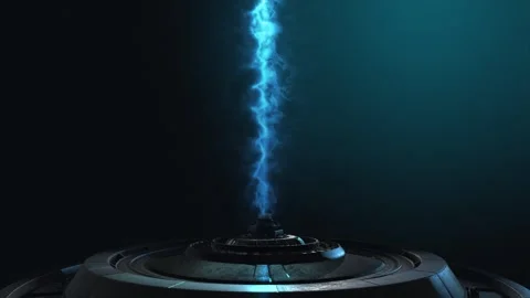 Stylised future technology lazer emitter on a dark gradient background, with Stock Footage 302823047