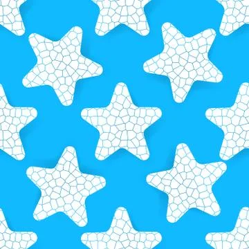 Stylised starfish pattern, simple flat style. Underwater life and ocean beach Stock Illustration