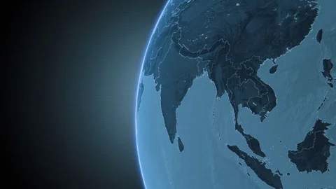 Stylised world globe locator highlighting India 4K Stock Footage 83535945