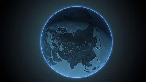 Stylised world globe locator highlighting Russia 4K Stock Footage 83535950