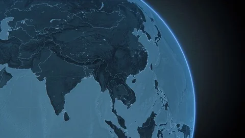 Stylised world globe locator highlighting China 4K Stock Footage 83535953