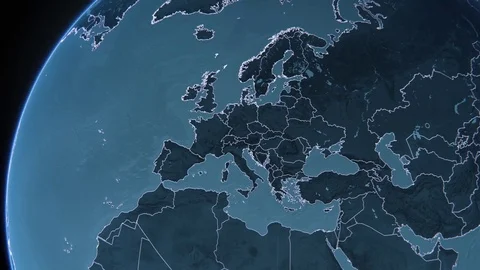 Stylised world globe locator highlighting Europe 4K Stock Footage 83535963