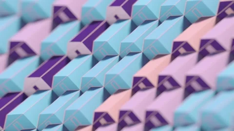 A stylish 3D animation featuring a pattern of houses that change color Stock Footage 328530996