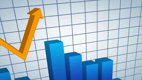 Stylish 3d business chart presentation. Invest or revenue statistics with arrow Stock Footage 278288411