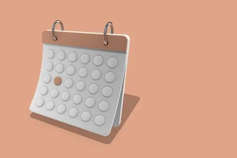 Stylish 3d calendar on a light brown background. Minimalistic design. Stock Illustration