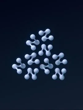 Stylish 3D composition of molecular compounds against a dark blue background Illustrazione stock