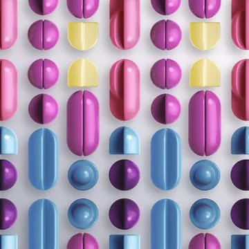 Stylish 3D pastel geometric pattern with purple blue and yellow shapes Illustration