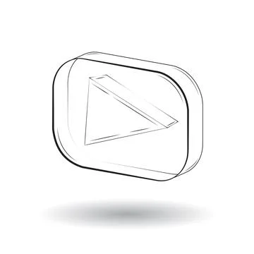 Stylish 3D play button hand drawn in glass frame Stock Illustration