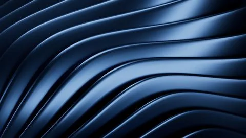 Stylish 3D render of elegant abstract shiny reflective metallic waves Stock Illustration