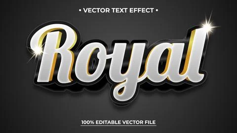 Stylish 3D Vector Text Effect Royal in Gold and White Stock Illustration
