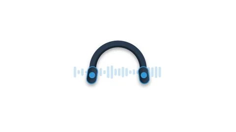 A stylish 4K motion graphics animation of modern headphones pulsing and vib.. Video stock 345640699