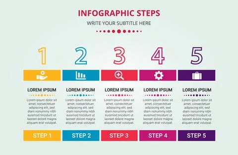 Stylish 5 steps infographic template Stock Illustration