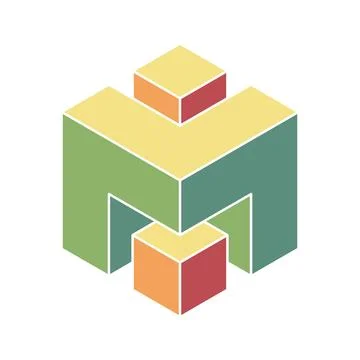Stylish abstract geometric design featuring interlocking cubes in muted earth Stock Illustration