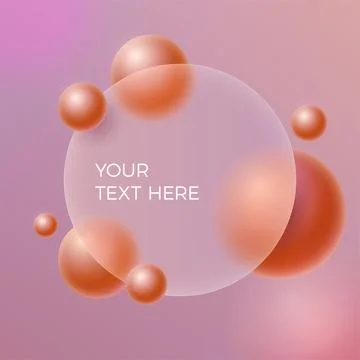 Stylish abstract glassmorphism design featuring flying orange spheres and a Stock Illustration