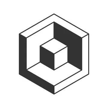 Stylish abstract hexagonal graphic featuring interlocking cubes.  Represents  Stock Illustration