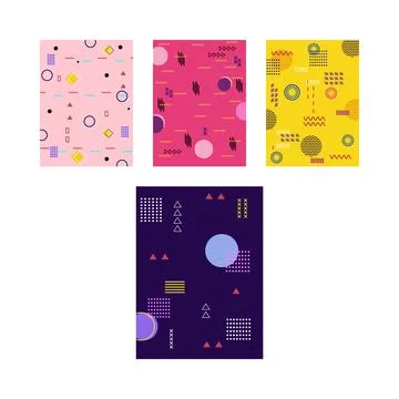 Stylish abstract memphis design posters displaying vibrant geometry 스톡 일러스트
