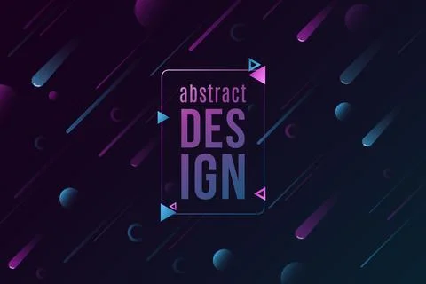 Stylish abstract space background for your design. Falling purple and blue me Stock Illustration