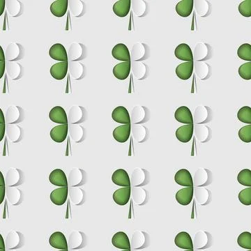 Stylish abstract St. Patrick s day seamless pattern with cut paper 3d leaf cl Stock Illustration