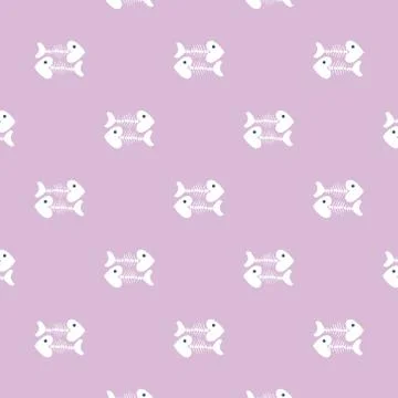 Stylish Abstract vector pattern with simply the skeletons of fish. Stock Illustration