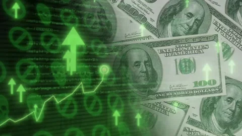 A stylish abstract video screen template featuring dollars, digital business Stock Footage 348068912