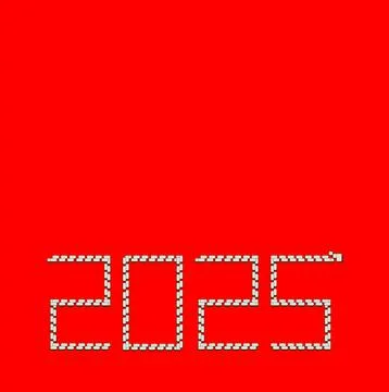 This is a stylish and eyecatching design for the year 2025 presented on a red Stock Illustration