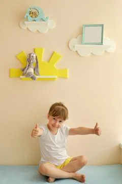 Stylish and modern Interior design. Home for the child room. the child rejoic Stock Photos