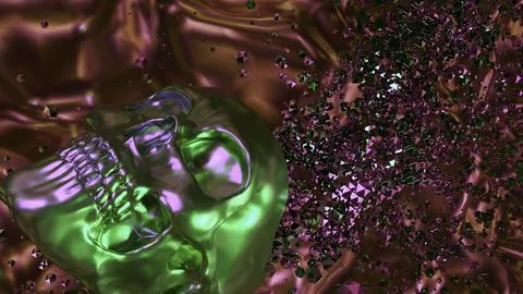 Stylish animation with 3d skull. Design. Colorful 3d animation with skull and イラスト素材