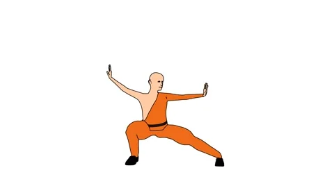 Stylish animation of a Shaolin monk performing a flip. Stock-Footage 58128098