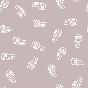 Stylish arabian jug line vector seamless pattern Stock Illustration