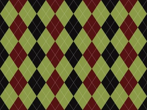 Stylish argyle pattern in olive green, maroon, and black.  Perfect for backgr Stock Illustration