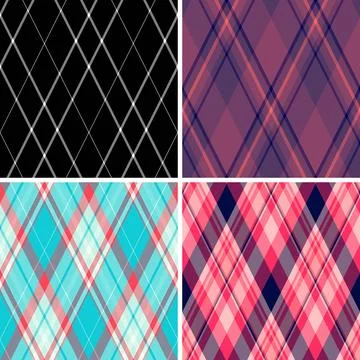 Stylish argyle pattern pack built for branding kits. Distinct diamonds styles Stock Illustration