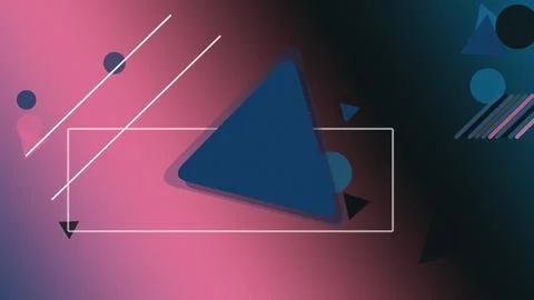 A stylish arrangement of layered triangles, circles, lines, and a rectangul.. Stock Illustration