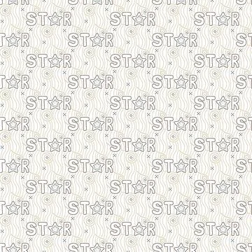 Stylish background of space theme. Embroidered word - star. Seamless wallpaper Stock-Illustration