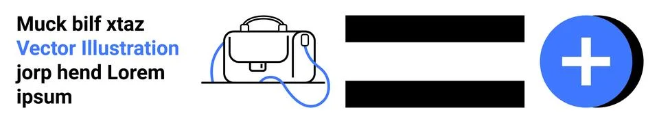 Stylish bag with adjustable strap, black horizontal bars, and a blue plus sym イラスト素材