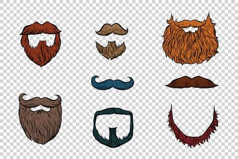 Stylish beard and moustache set collection Stock Illustration