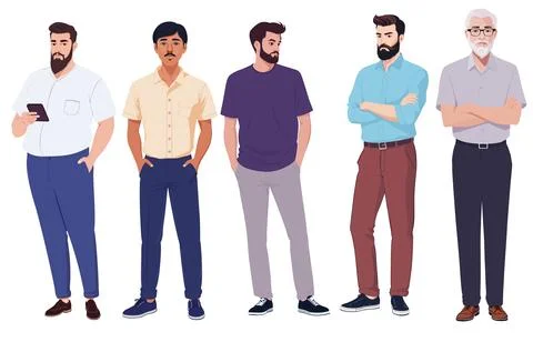 Stylish Bearded Men: Vector Illustration Illustrazione stock