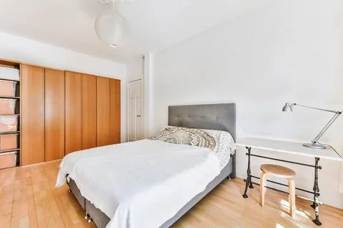 Stylish bedroom design Stock Photos