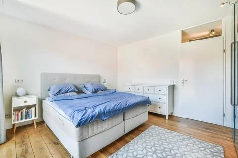 Stylish bedroom design Stock Photos