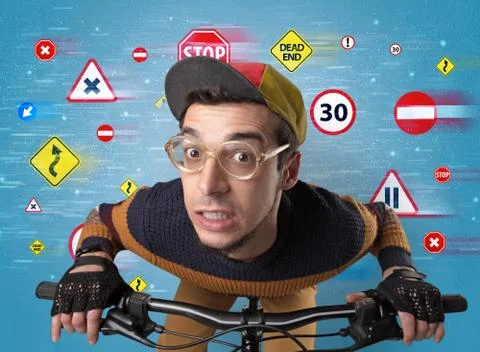 Stylish biker with highway code concept 写真素材