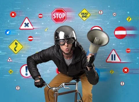 Stylish biker with highway code concept 写真素材