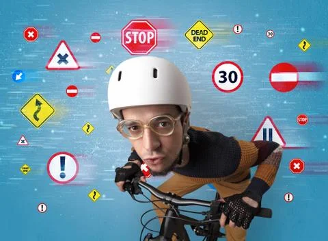 Stylish biker with highway code concept 写真素材